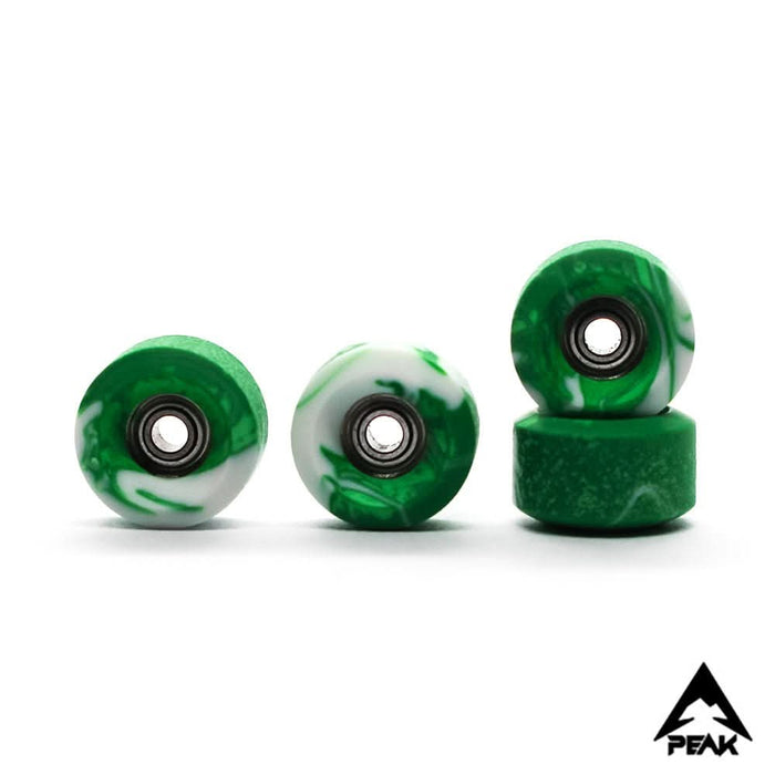 Peak green/white fingerboard wheels 7.5mm - Caramel Fingerboards - Fingerboard store