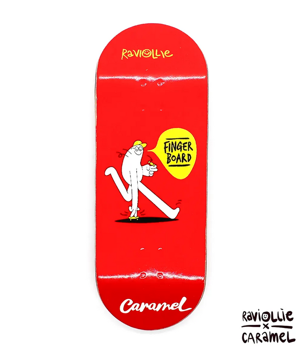 Raviollie x Caramel Red Fingerboard Deck 33.5mm