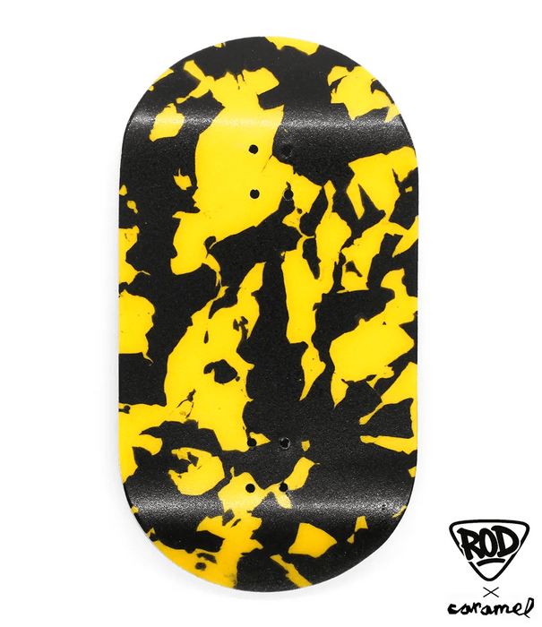 FingerRod x Caramel Black - Yellow Popsicle Deck 50mm - Caramel Fingerboards - Fingerboard store