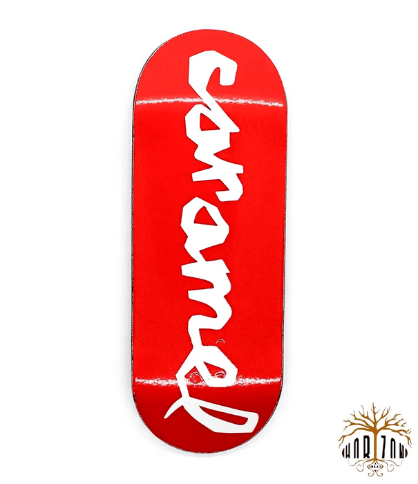 Horizon x Caramel Red Logo Fingerboard Deck 34mm - Caramel Fingerboards - Fingerboard store