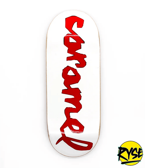 Ryse x Caramel White Logo Fingerboard deck 34mm - Caramel Fingerboards - Fingerboard store