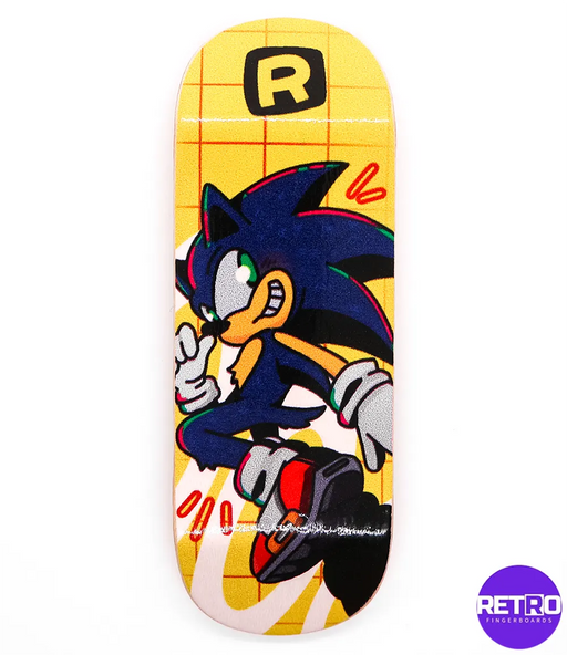 Retro Blue Hedgehog Fingerboard Deck