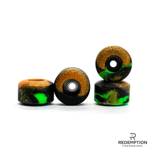 Abstract black/gold/green 8mm street wheels - Caramel Fingerboards - Fingerboard store
