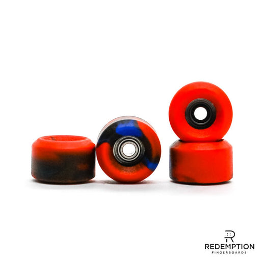 Abstract orange/blue 7.5mm conical wheels - Caramel Fingerboards - Fingerboard store