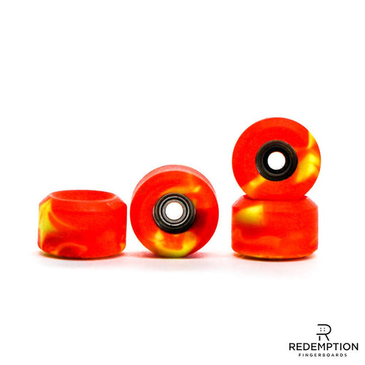 Abstract orange/yellow 7.5mm conical wheels - Caramel Fingerboards - Fingerboard store