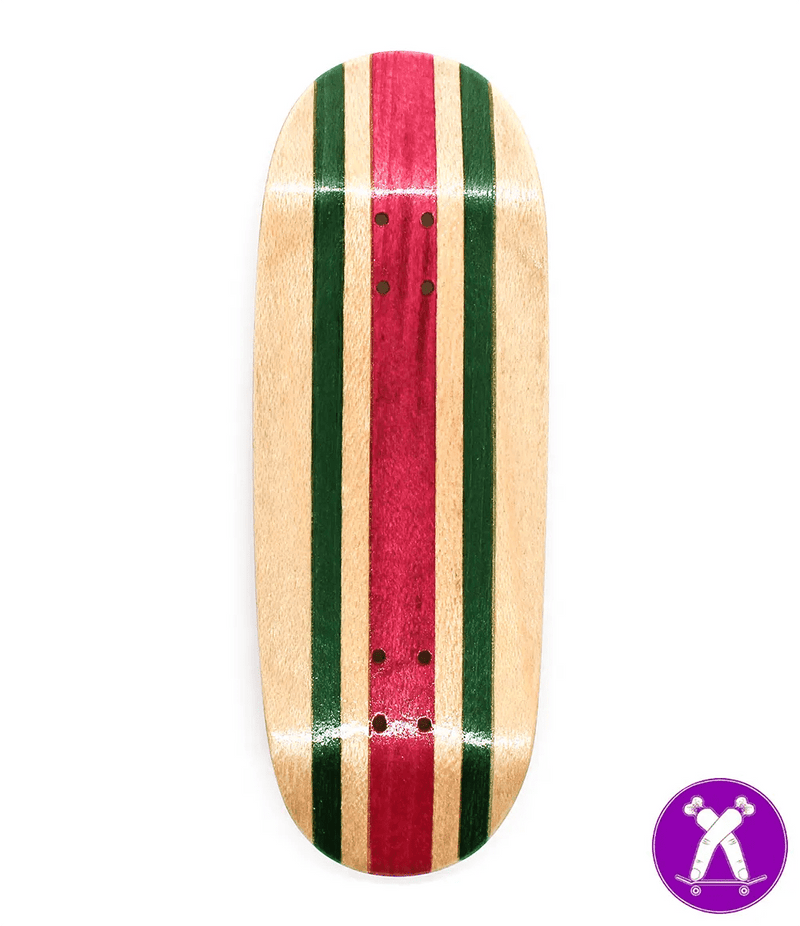 Broswood pink - green split ply fingerboard deck 33.3mm - Caramel Fingerboards - Fingerboard store