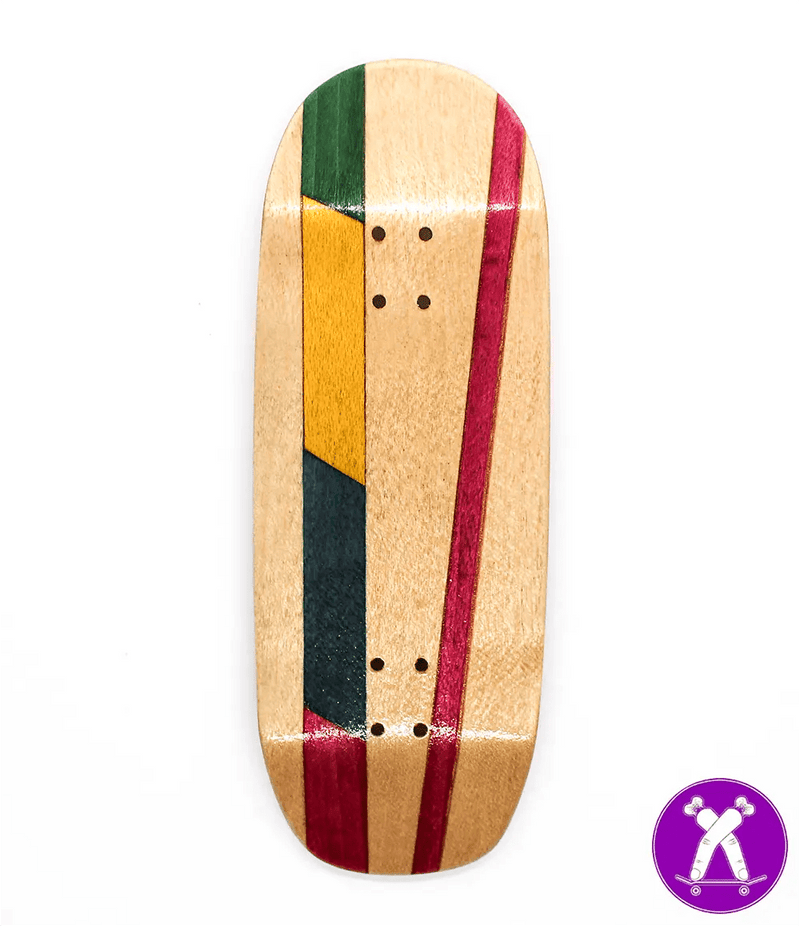Broswood pink - yellow split ply fingerboard deck 34mm - Caramel Fingerboards - Fingerboard store