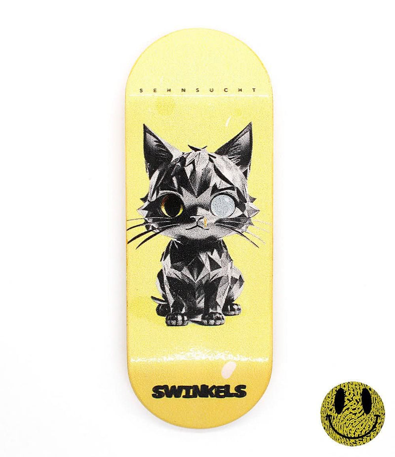 Sehnsucht yellow kawai cat fingerboard deck 34mm - Caramel Fingerboards - Fingerboard store