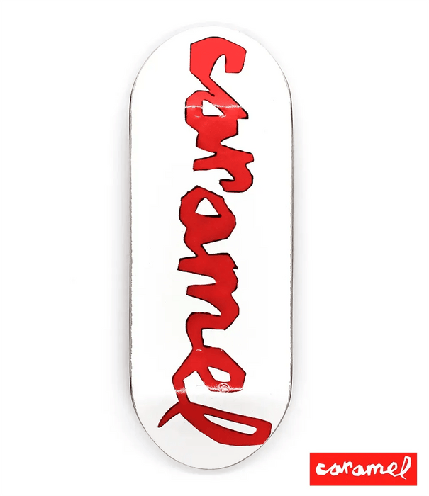 Caramel White Logo Fingerboard Deck 34mm - Caramel Fingerboards - Fingerboard store