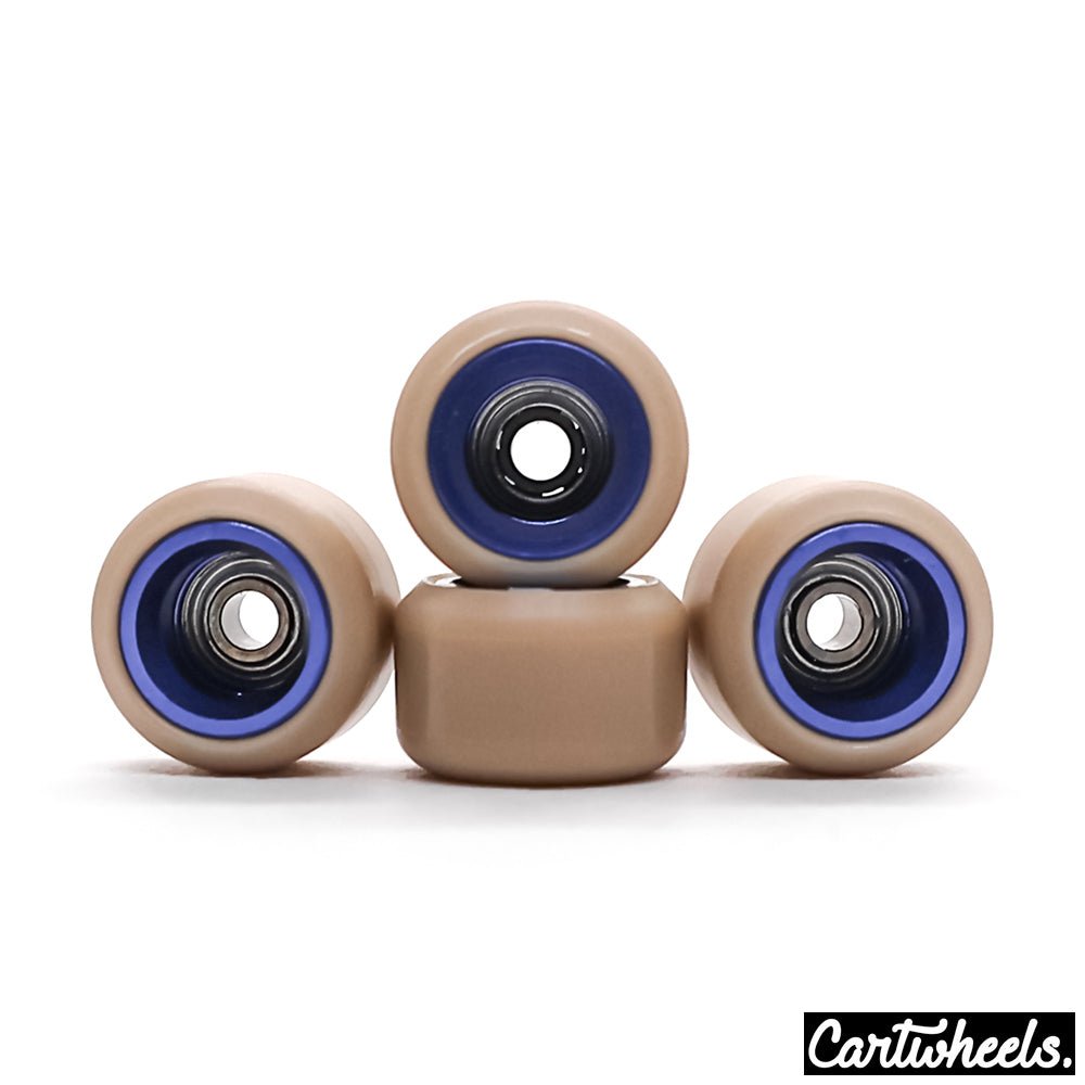 Cartwheels P5PRO Classic Fingerboard Wheels Tan-Blue 7.5mm - Caramel Fingerboards - Fingerboard store