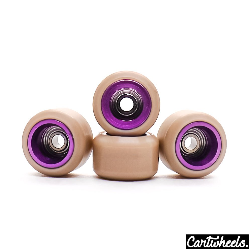 Cartwheels P5PRO Classic Fingerboard Wheels Tan-Purple 7.5mm - Caramel Fingerboards - Fingerboard store