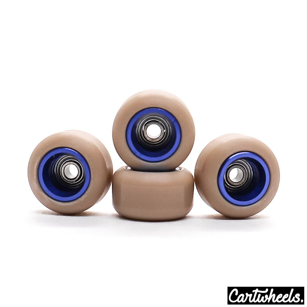 Cartwheels P5PRO Super Fingerboard Wheels Tan-Blue 8.5mm - Caramel Fingerboards - Fingerboard store