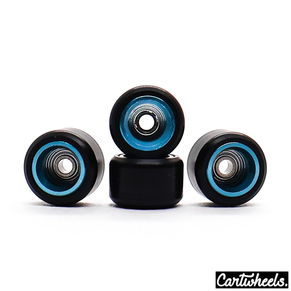 Cartwheels V4R Classic Fingerboard Wheels Black-Aqua 7.5mm - Caramel Fingerboards - Fingerboard store