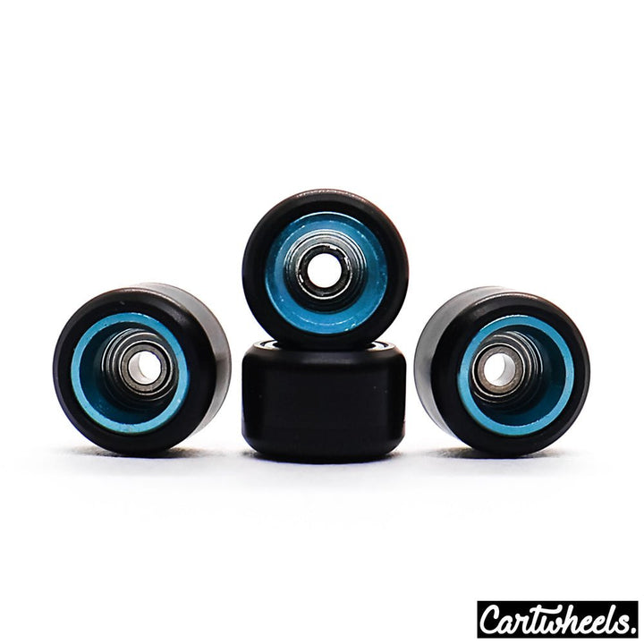Cartwheels V4R Classic Fingerboard Wheels Black-Aqua 7.5mm - Caramel Fingerboards - Fingerboard store