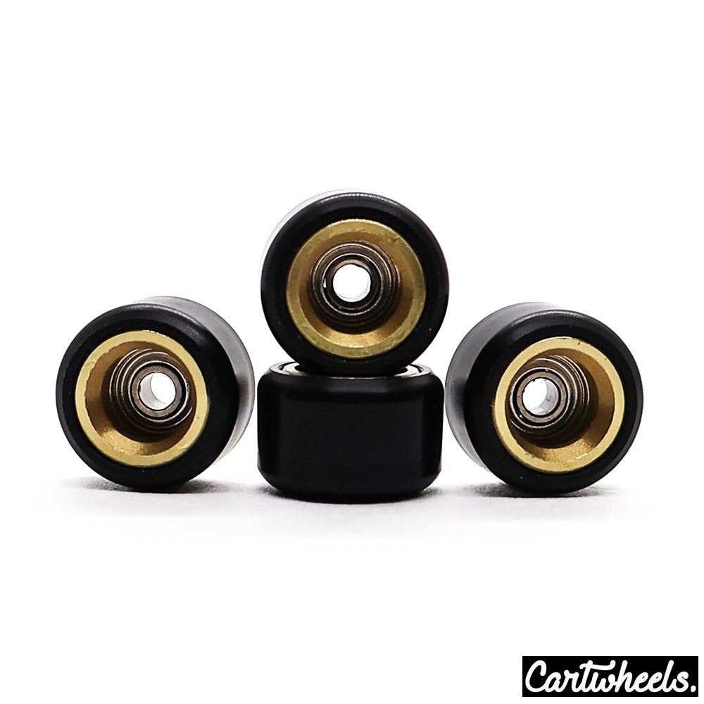 Cartwheels V4R Classic Fingerboard Wheels Black-Gold 7.5mm - Caramel Fingerboards - Fingerboard store
