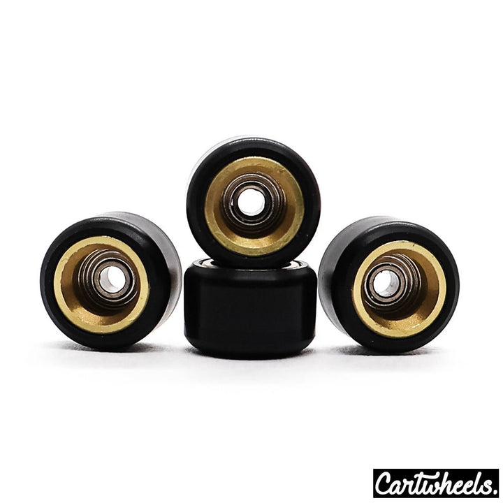 Cartwheels V4R Classic Fingerboard Wheels Black-Gold 7.5mm - Caramel Fingerboards - Fingerboard store