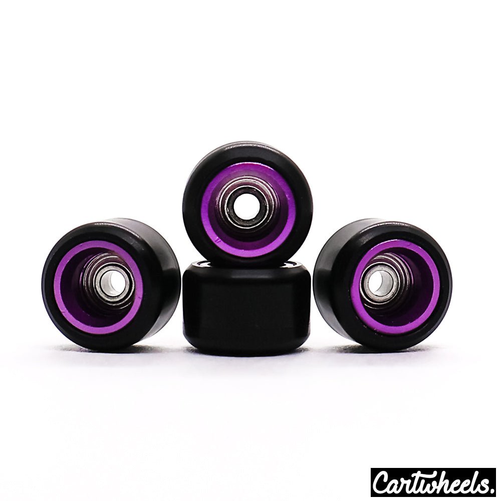 Cartwheels V4R Classic Fingerboard Wheels Black-Purple 7.5mm - Caramel Fingerboards - Fingerboard store