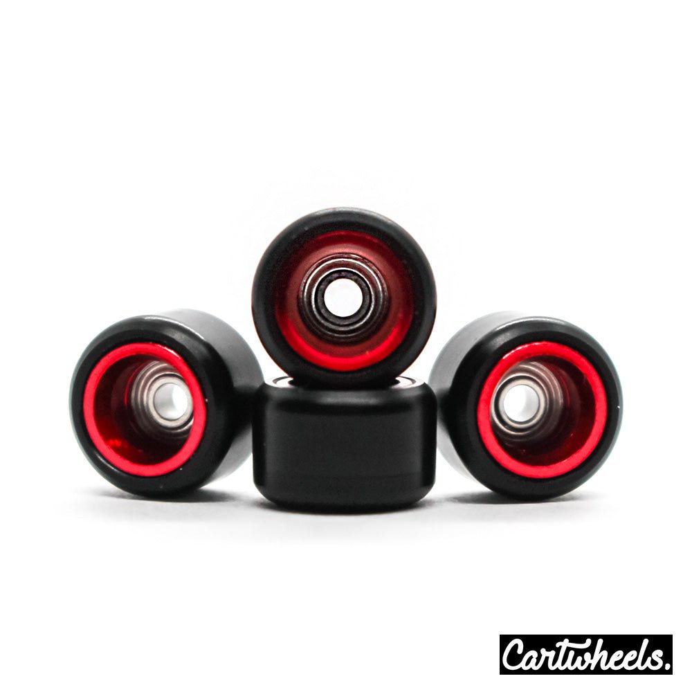 Cartwheels V4R Classic Fingerboard Wheels Black-Red 7.5mm - Caramel Fingerboards - Fingerboard store