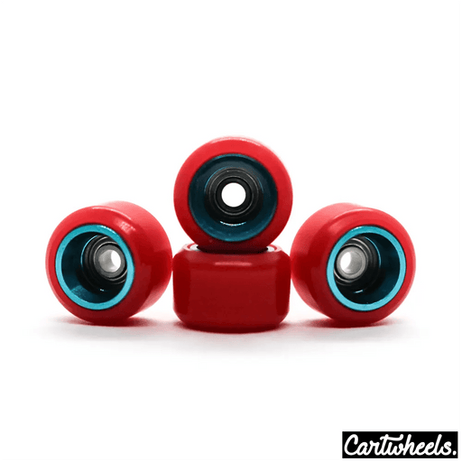 Cartwheels V4R Classic Fingerboard Wheels Red - Aqua 7.5mm - Caramel Fingerboards - Fingerboard store
