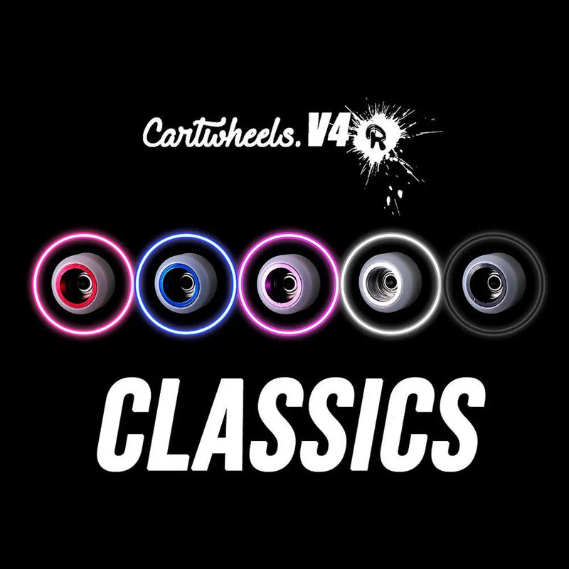 Cartwheels V4R Classic Fingerboard Wheels White - Black 7.5mm - Caramel Fingerboards - Fingerboard store
