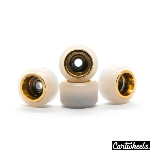 Cartwheels V4R Classic Fingerboard Wheels White-Gold 7.5mm - Caramel Fingerboards - Fingerboard store