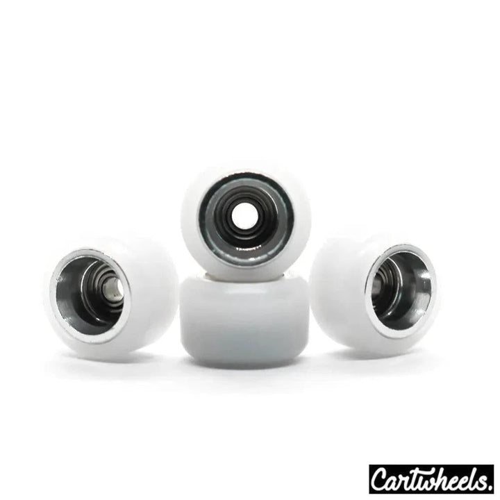 Cartwheels V4R Classic Fingerboard Wheels White-Silver 7.5mm - Caramel Fingerboards - Fingerboard store