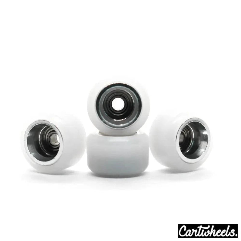 Cartwheels V4R Classic Fingerboard Wheels White-Silver 7.5mm - Caramel Fingerboards - Fingerboard store