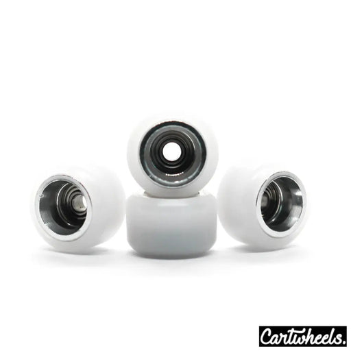 Cartwheels V4R Classic Fingerboard Wheels White - Silver 7.5mm - Caramel Fingerboards - Fingerboard store