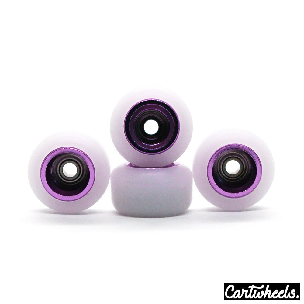 Cartwheels V4R Super Fingerboard Wheels White-Purple 8.5mm - Caramel Fingerboards - Fingerboard store