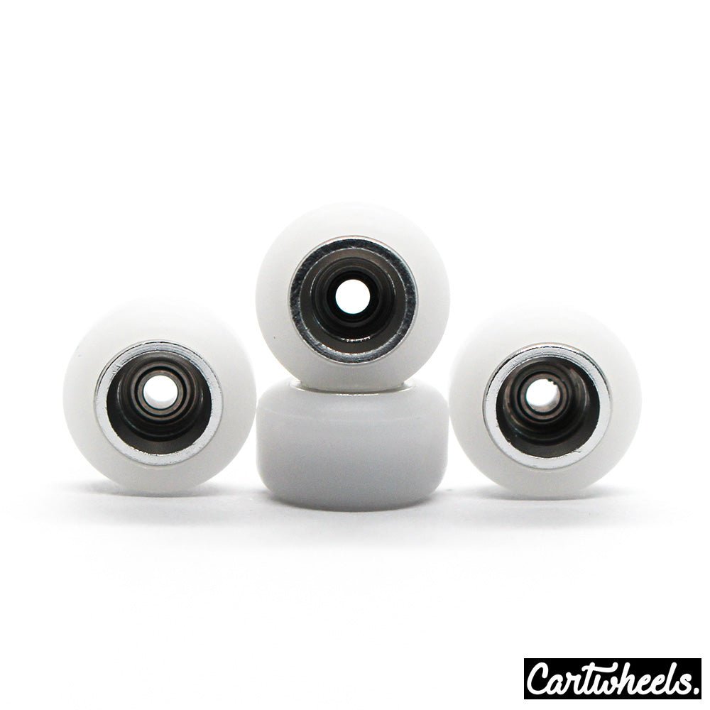 Cartwheels V4R Super Fingerboard Wheels White-Silver 8.5mm - Caramel Fingerboards - Fingerboard store
