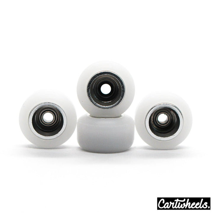 Cartwheels V4R Super Fingerboard Wheels White-Silver 8.5mm - Caramel Fingerboards - Fingerboard store