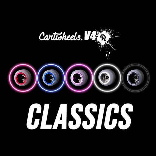 Cartwheels V4R white/blue core classic wheels 7.5mm - Caramel Fingerboards - Fingerboard store