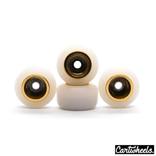 Cartwheels V4R white/gold core super wheels 8.5mm - Caramel Fingerboards - Fingerboard store