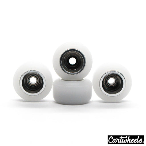 Cartwheels V4R white/silver core super wheels 8.5mm - Caramel Fingerboards - Fingerboard store