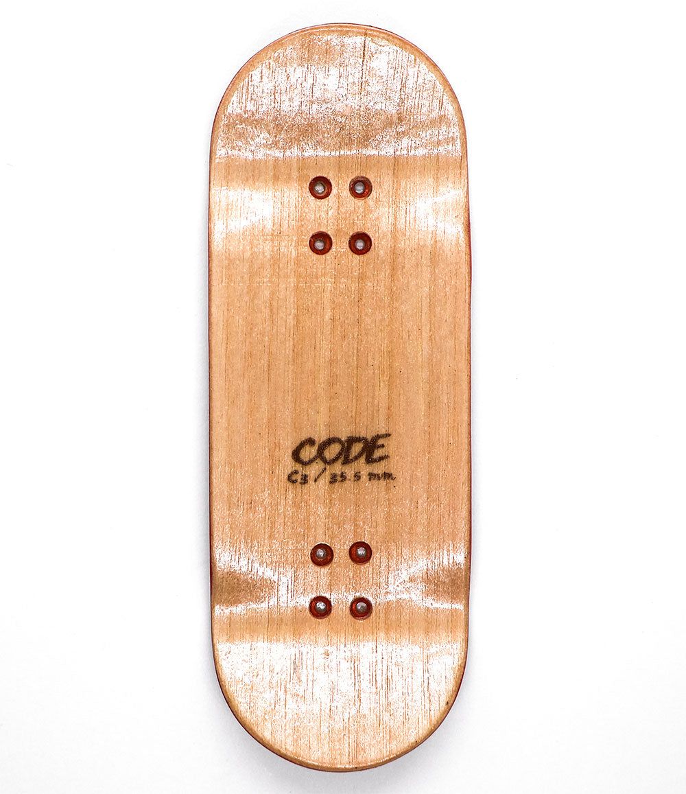 Code Ridez Fingerboard Deck 35.5mm - top view - Caramel Fingerboards - Fingerboard store