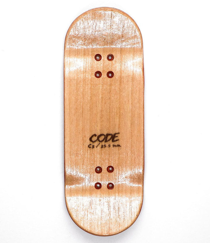 Code Ridez Fingerboard Deck 35.5mm - top view - Caramel Fingerboards - Fingerboard store