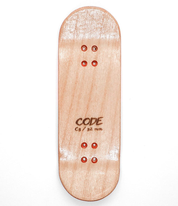 Code Sunset Fingerboard Deck 32mm - top view - Caramel Fingerboards - Fingerboard store