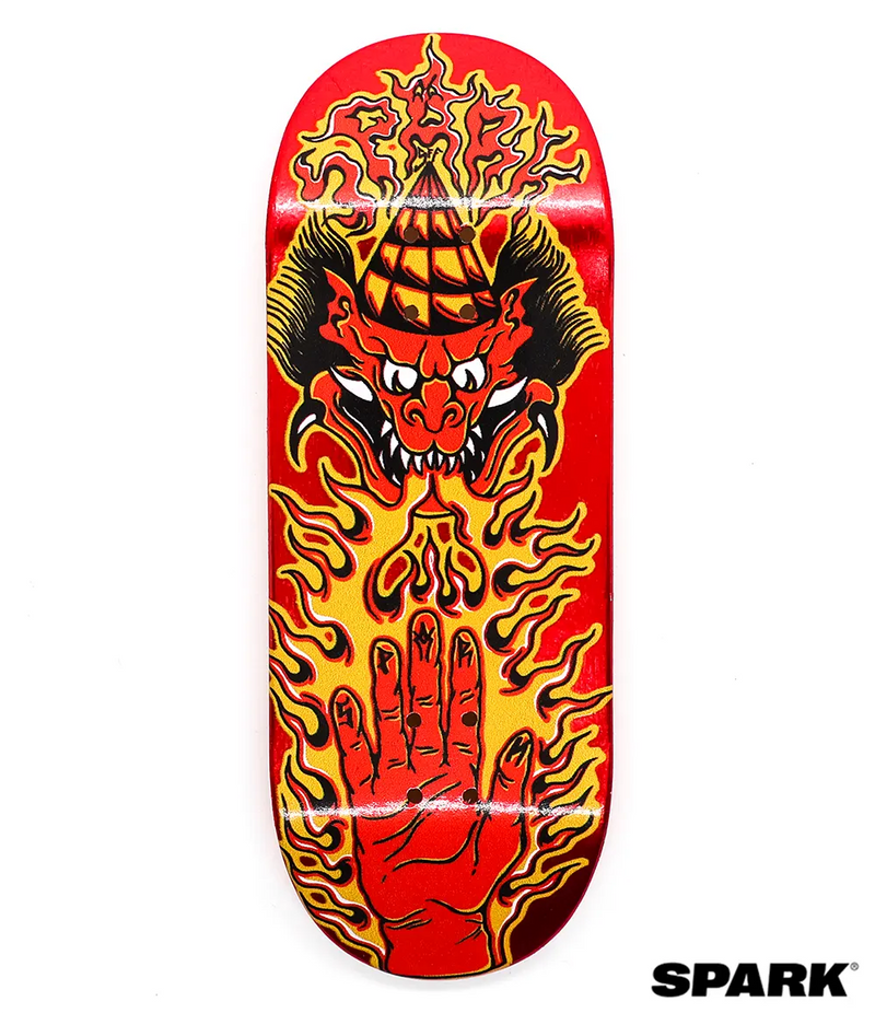 Spark Oni Flame Red Metal Foil Fingerboard Deck