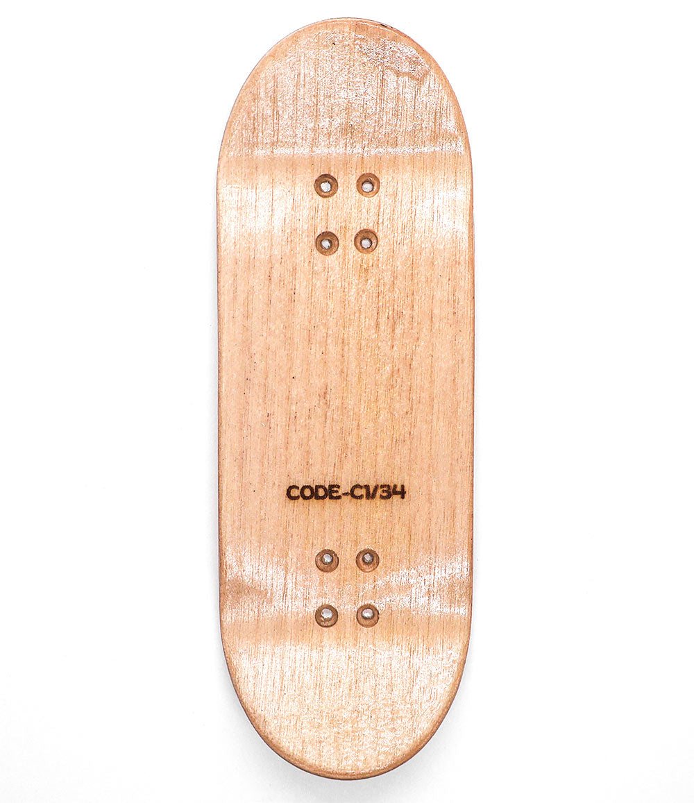 Code Street Art Fingerboard Deck 34mm - top view - Caramel Fingerboards - Fingerboard store
