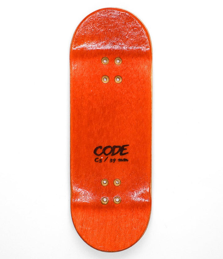 Code Fire Fingerboard Deck 34mm - top view - Caramel Fingerboards - Fingerboard store