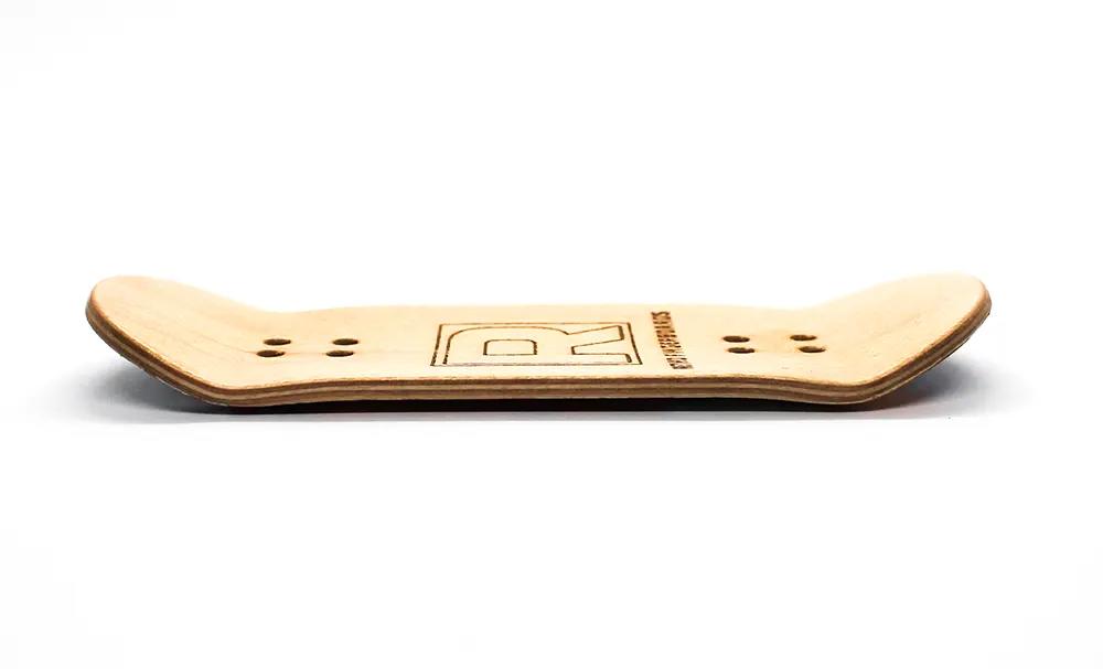 Natural maple wood fingerboard deck with "R" logo and "Retro Fingerboards" text.