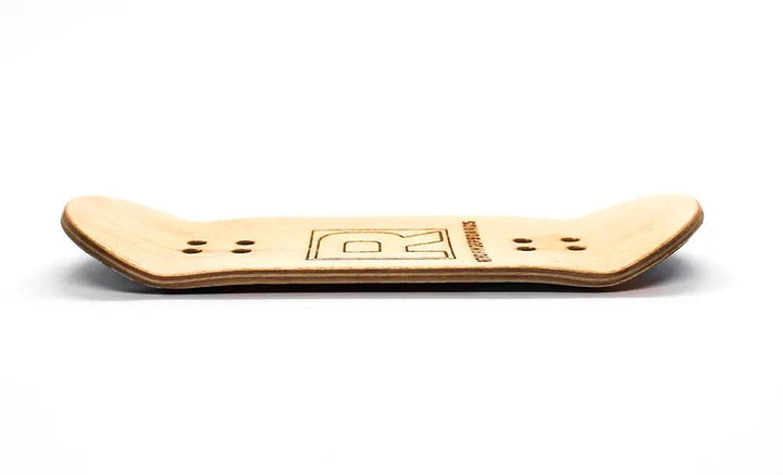Natural maple wood fingerboard deck with "R" logo and "Retro Fingerboards" text.
