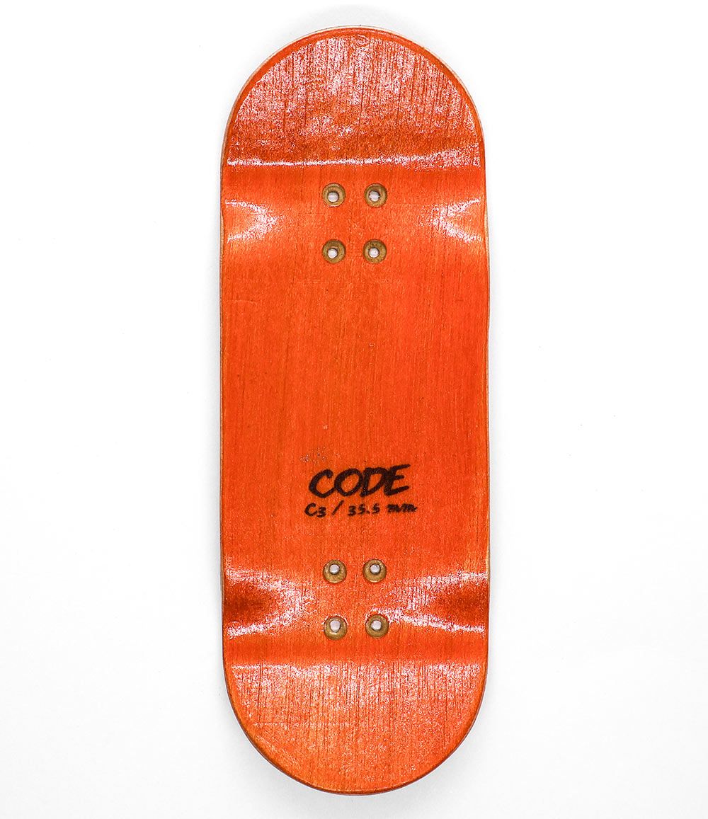 Code Lowrider Fingerboard Deck 35.5mm - top view - Caramel Fingerboards - Fingerboard store