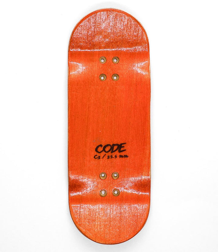 Code Lowrider Fingerboard Deck 35.5mm - top view - Caramel Fingerboards - Fingerboard store
