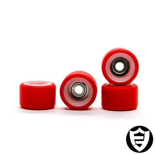 FlatFace Dual Durometer Bearing Wheels - Red/White 7mm - Caramel Fingerboards - Fingerboard store