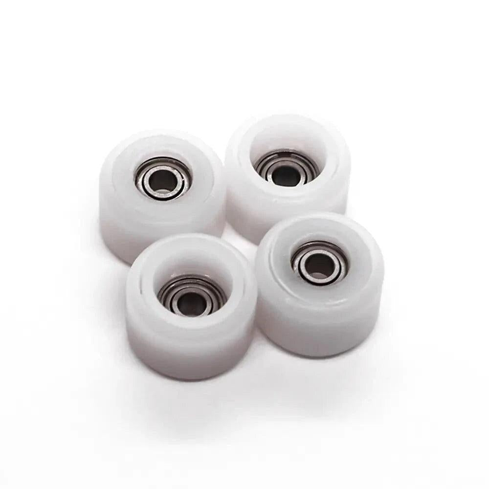FlatFace Dual Durometer Bearing Wheels White-White 7mm - Caramel Fingerboards - Fingerboard store