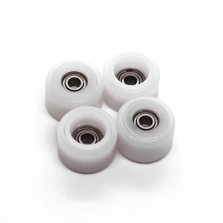 FlatFace Dual Durometer Bearing Wheels White-White 7mm - Caramel Fingerboards - Fingerboard store