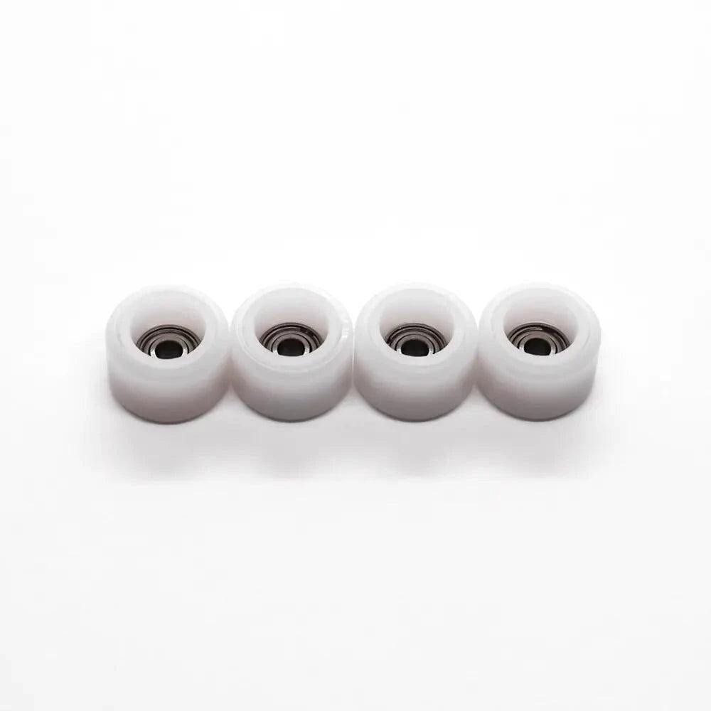 FlatFace Dual Durometer Bearing Wheels White-White 7mm - Caramel Fingerboards - Fingerboard store