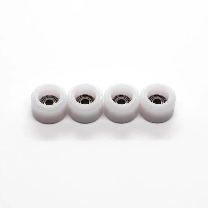 FlatFace Dual Durometer Bearing Wheels White-White 7mm - Caramel Fingerboards - Fingerboard store