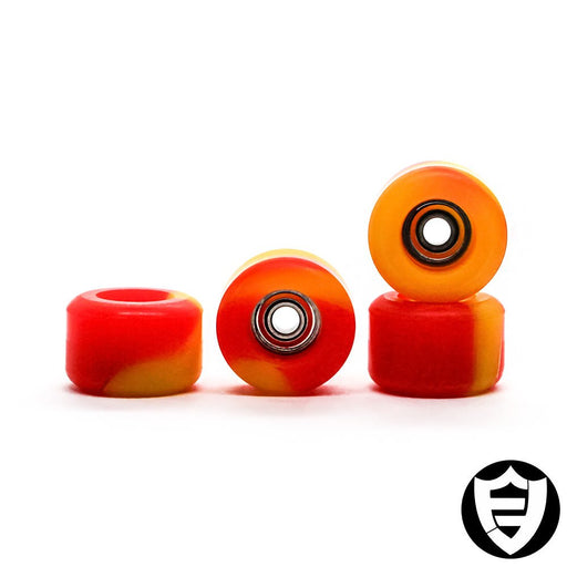 FlatFace Limited Edition Wheels - G4 - Ketchup/Mustard Swirl 7.5mm - Caramel Fingerboards - Fingerboard store